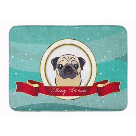 Carolines Treasures Fawn Pug Merry Christmas Machine Washable Memory Foam Mat BB1572RUG